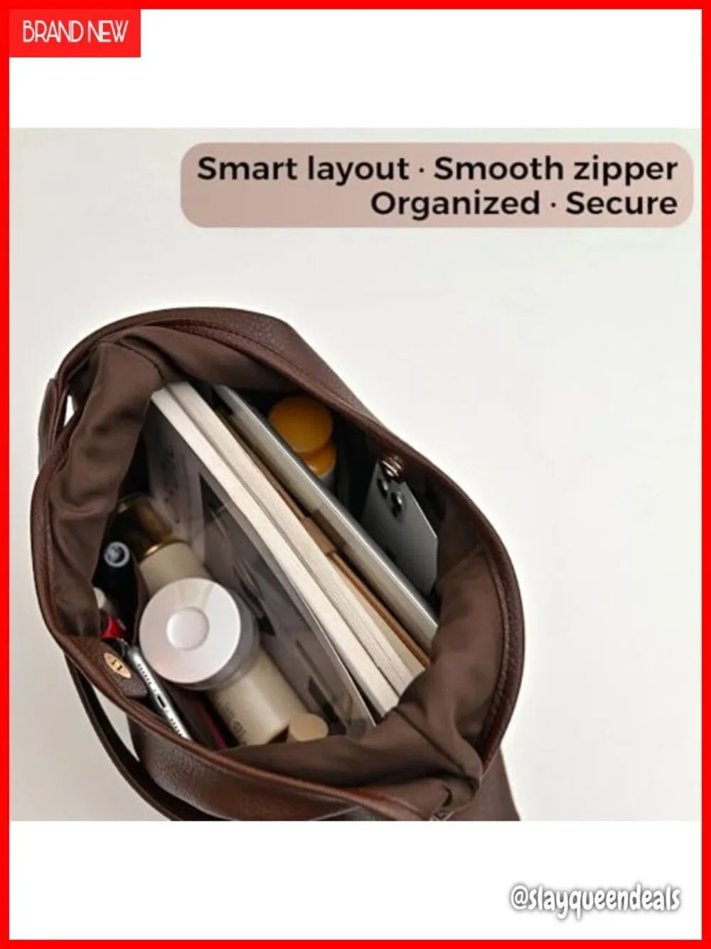 Vegan Leather Slouchy Hobo Bag with Zip Pouch
